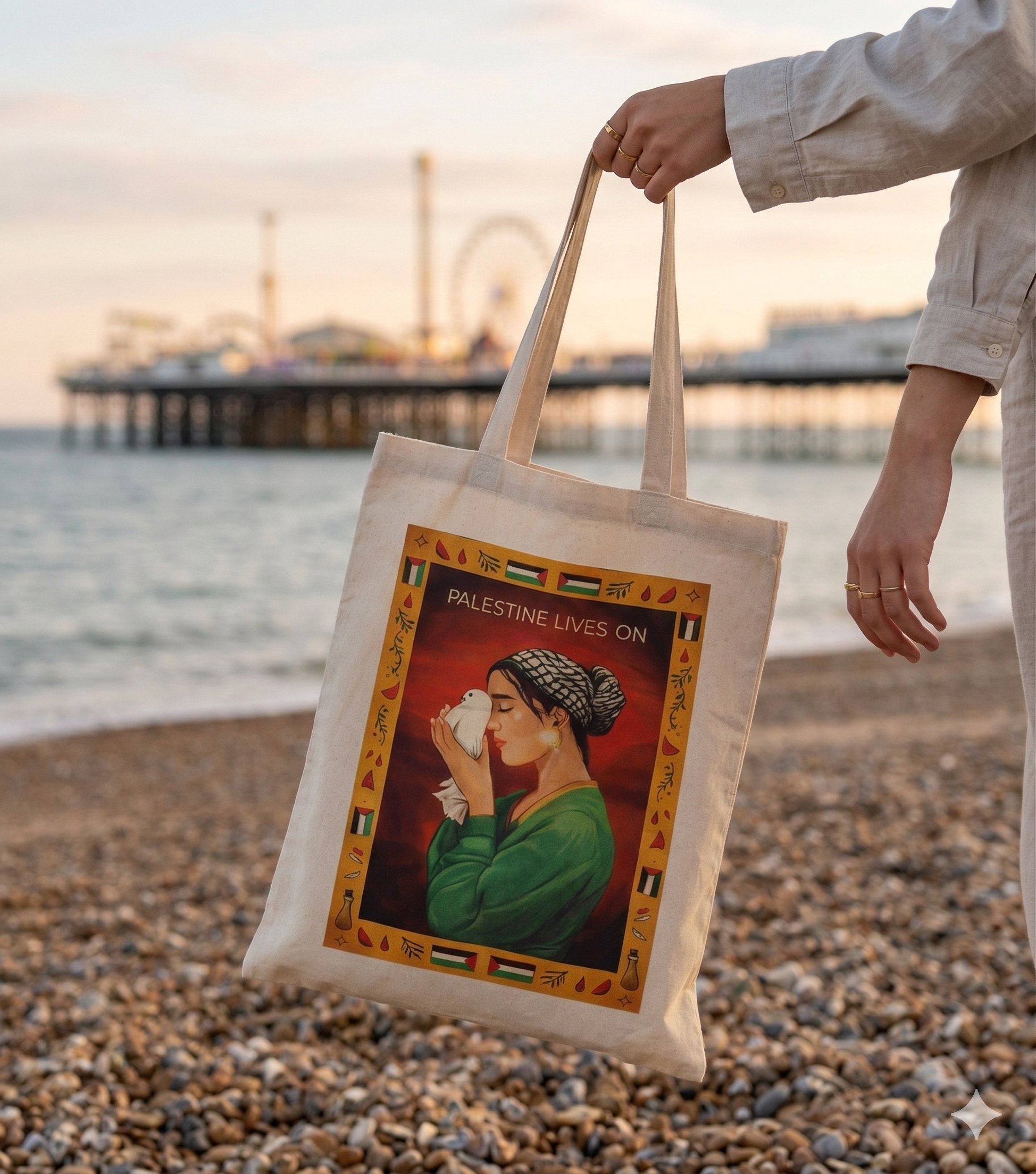 PALESTINE LIVES ON Tote Bag
